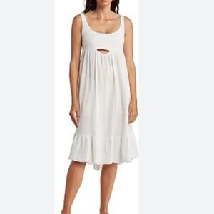 Women's Stitch Drop White Cut out Gauze Sundress Cover Up – Med